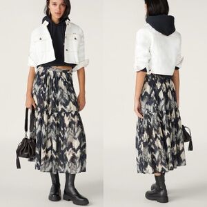ba&sh Amalia Black and White Midi Skirt
